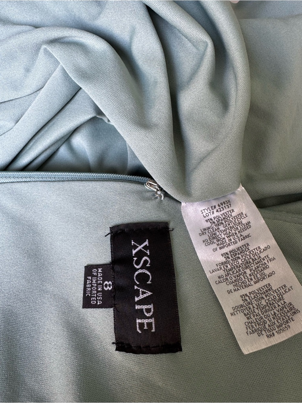 Xscape One-Shoulder Sage Green Ruffle Gown - Picture 3 of 3
